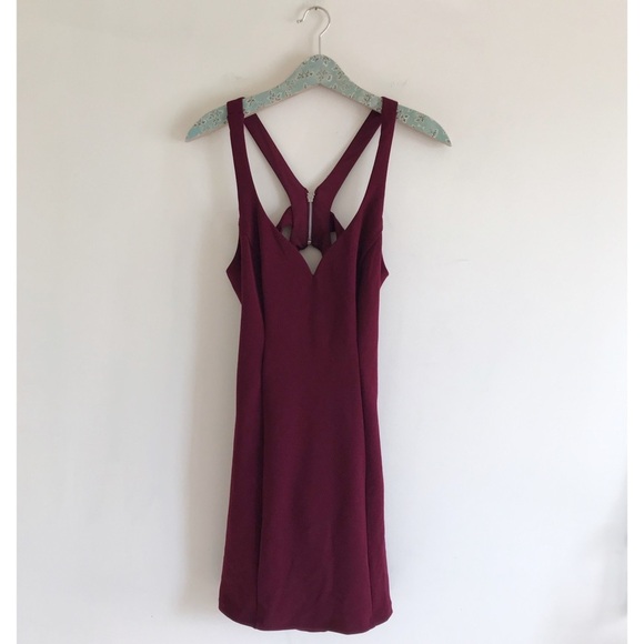 NWT B. Darlin Maroon Strappy Sheath Mini Dress - Picture 2 of 8
